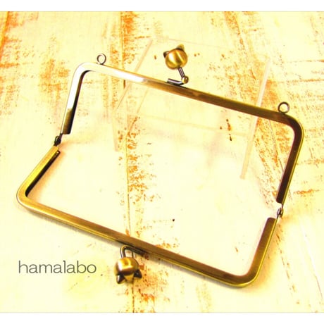 【HA-2169】15cm/角型(ネコ玉×アンティークゴールド)・カン付き