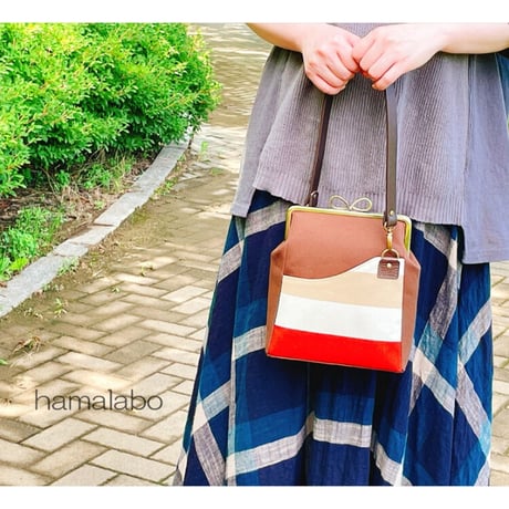 【KT-2093】縦長版！がま口ポケットショルダーバッグ(ミニ)の型紙＆レシピ【18cm/角型用】