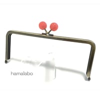 【HA-2437】18cm角型口金/インカローズ玉/アンティークゴールド