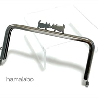【HA-2188】ぽっちゃりネコ太の口金　12cm/角型(ブラック)