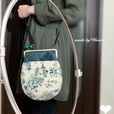 【KT-1031】がま口ペッタンコバッグ(丸型)の型紙＆レシピ【18cm/角型用】