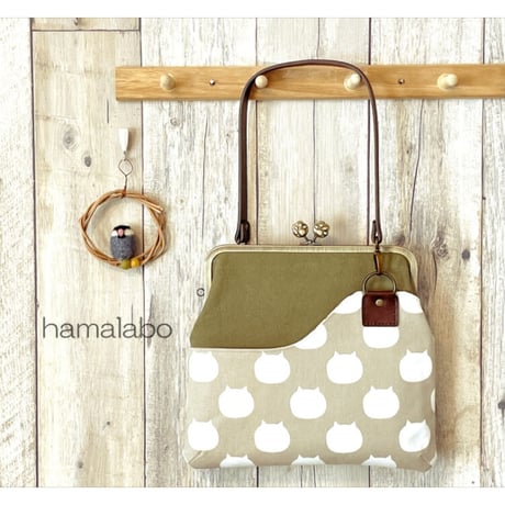 【KT-2099】ペタンコ版！がま口ポケットショルダーバッグの型紙＆レシピ【24cm/角型用】