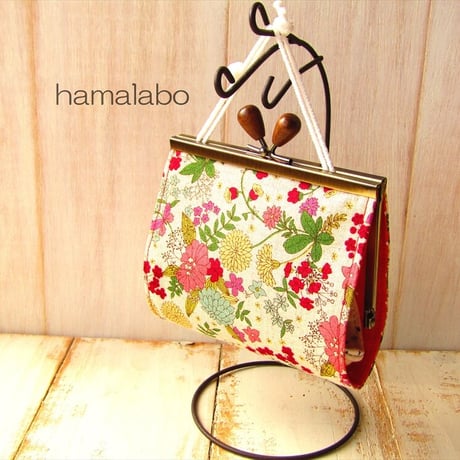 【HA-1502】12cm浮き足口金/ネコ玉(アンティークゴールド)
