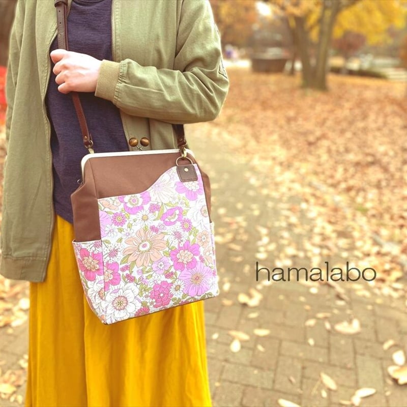 KT-2098】縦長版！A4が入る！がま口ポケットショルダーバッグの型紙