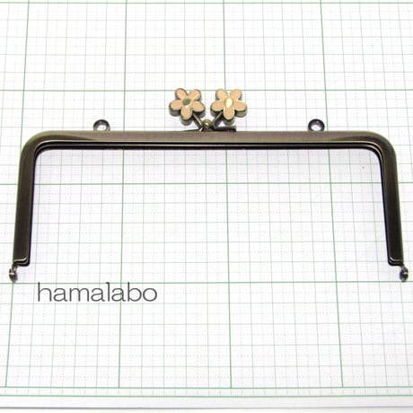 【HA-401】メタルフラワー口金(18cm角型/ピンク×アンティーク)・カン付き