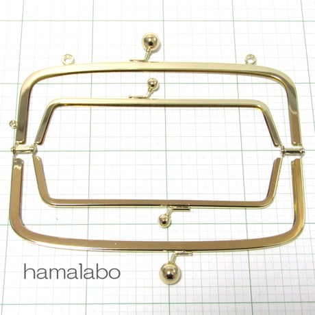 【HA-346】親子口金 19cm(アメ玉×ゴールド)・カン付き