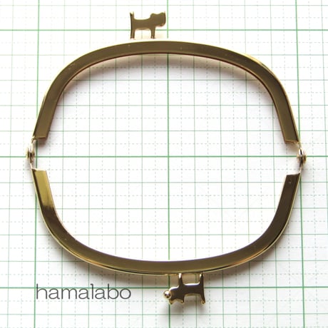 (廃盤予定)【HA-1310】ペアネコ口金/10cmくし型(ゴールド)