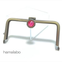 【HA-2259】オコシ式口金/12cm角型-ピンクストーン付き