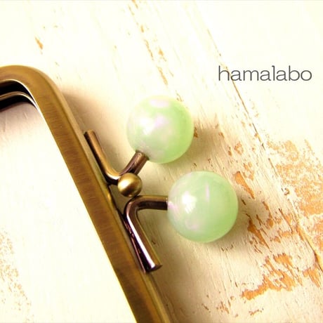 【HA-1901】7.5cm/角型口金(オーロラグリーン×アンティークゴールド)