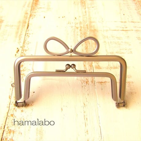 【HA-1889】親子口金12cm(新リボン×ソフトシルバー)