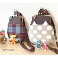 【KT-2145-SET】スリム型がま口ボディバッグの型紙&レシピ(ネコ耳ポケット付き)【18cm/角型用】