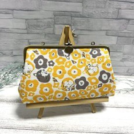 【HA-1785】オコシ式口金18cm/角型(丸型金具×アンティークゴールド)カン付き