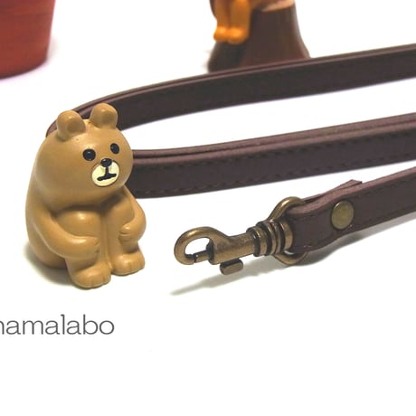 【HA-501】がま口バッグ用の肩下げ(ショルダーベルト茶色)-細め-アンティーク金具