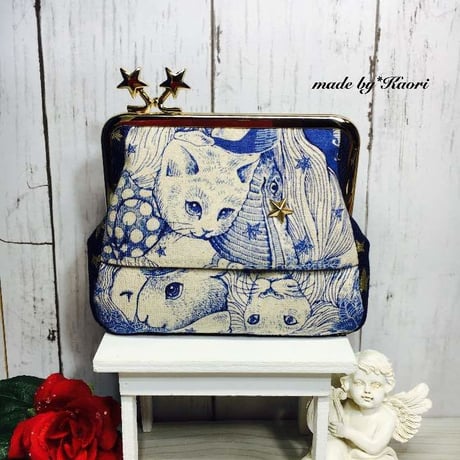 【HA-1480】<横ひねり>12cm/角型の口金(メタルスター×アンティークゴールド)