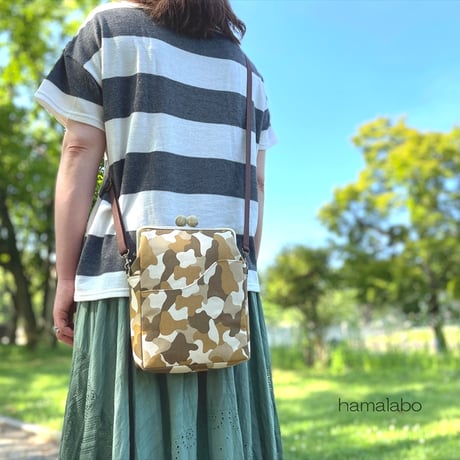 【KT-2138-SET】スマート版！がま口ポケットショルダーバッグ(ショートサイズの型紙付き)の型紙＆レシピ【18cm/角型用】