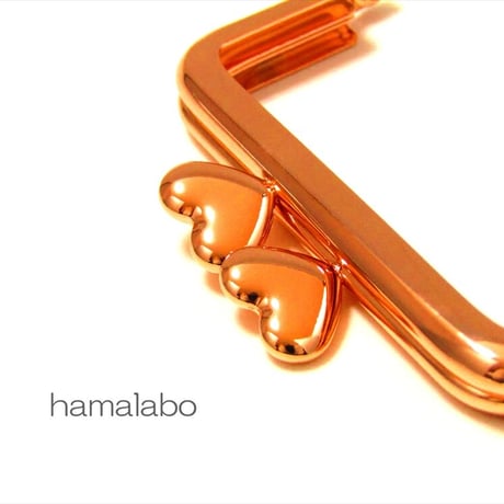 【HA-2056】ハート口金 7.5cm/角型(ローズゴールド-ピンクゴールド)