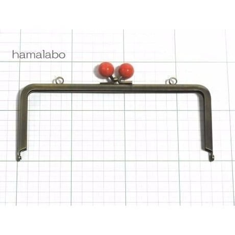 【HA-1213】18cm/角型(赤玉×アンティークゴールド)・カン付き