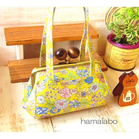 【HA-2298】12cm角型口金/ジュエリー玉(クリア色)/ゴールド