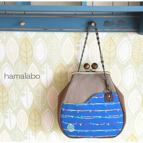 【KT-2132】【サコッシュ風】がま口ポケットショルダーポーチ(丸底マチあり)の型紙＆レシピ【12cm/角型用】