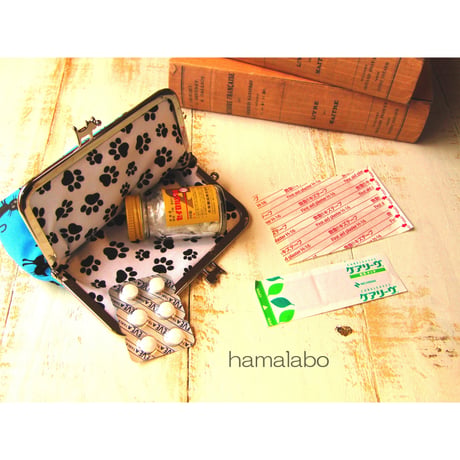 <廃盤>【HA-1317】ペアネコ口金/12cm角型(アンティークゴールド)