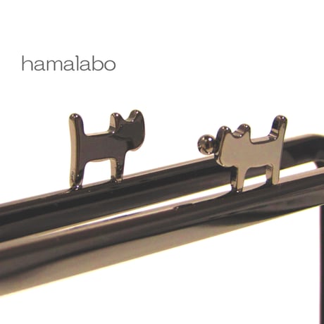 <廃盤>【HA-1316】ペアネコ口金/12cm角型(ブラック)