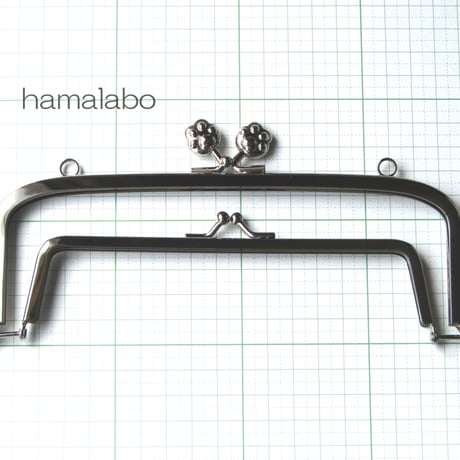 【HA-480】親子口金 19cm(肉球×ブラック)・カン付き
