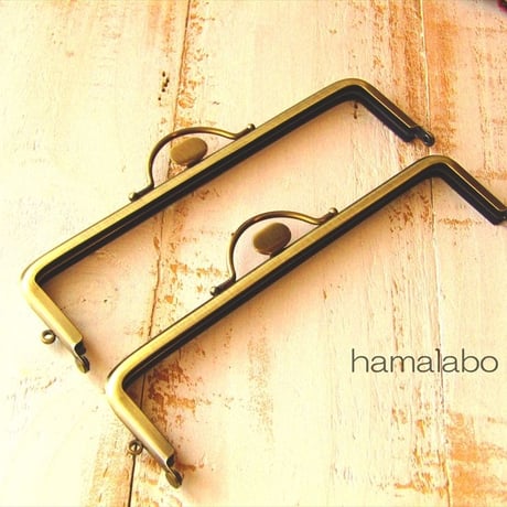 【HA-1577】持ち手付きの押し口金16.5cm/角型(アンティークゴールド)
