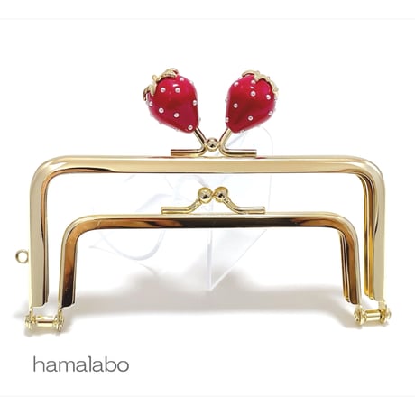 【HA-2455】親子口金 12cm/イチゴ(赤色)/ゴールド