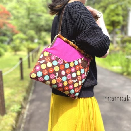 【KT-2099】ペタンコ版！がま口ポケットショルダーバッグの型紙＆レシピ【24cm/角型用】