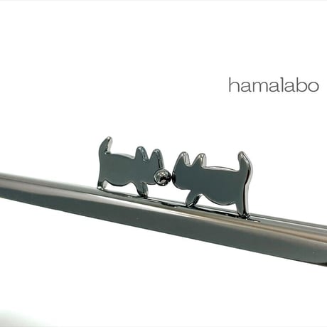 【HA-2188】ぽっちゃりネコ太の口金　12cm/角型(ブラック)