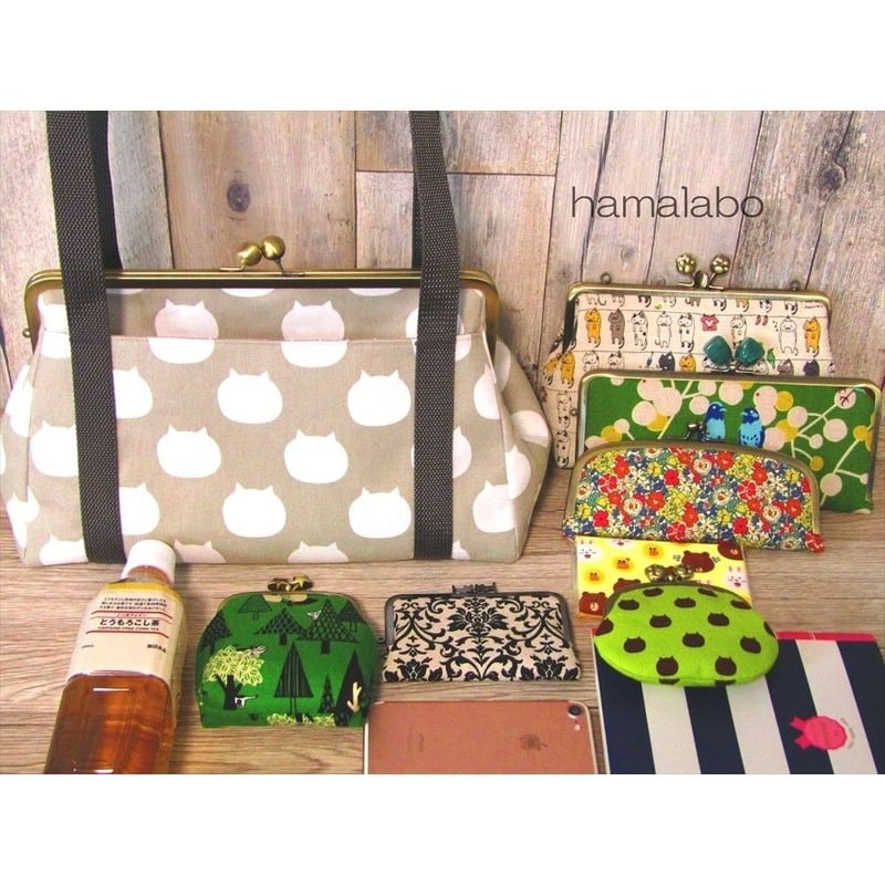 1897.ハンドメイド　18cm底板付きがま口バッグ　フランシュリッペ KT-2034】横長<特マチ>がま口トートバッグの型紙＆レシピ【30cm/角型用