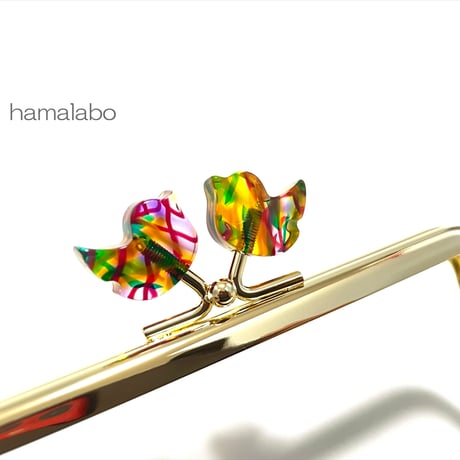 在庫調整で今だけ30％引き！【HA-b1122】12cm角型口金/コトリ型(レトロ模様)/ゴールド