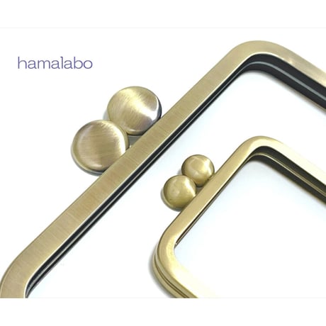【HA-2262】17.5cmバッグ用の足長口金/角型/とても大きな碁石/アンティークゴールド/＋(プラス)