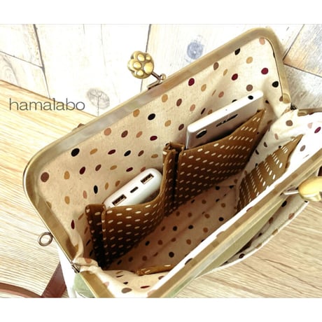 【KT-2099】ペタンコ版！がま口ポケットショルダーバッグの型紙＆レシピ【24cm/角型用】