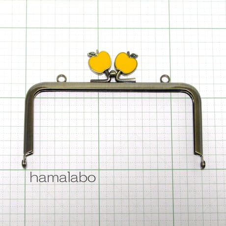 【HA-397】12cm/角型(黄リンゴ×アンティークゴールド)・カン付き
