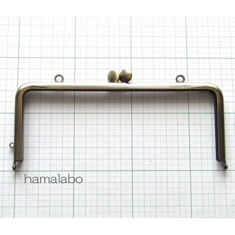 HA-1466】18cm/角型口金(碁石×アンティークゴールド)カン付き