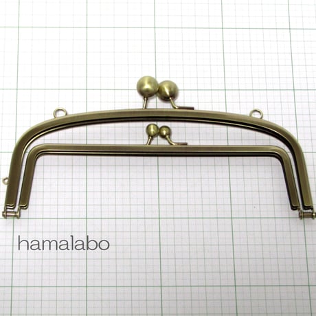 【HA-814】親子口金 20.4cm(大玉×アンティークゴールド)・カン付き