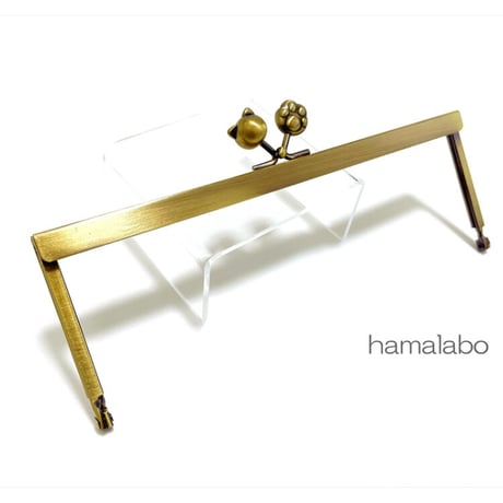 【HA-2297】19cm浮き足口金/ネコ玉×肉球(アンティークゴールド)