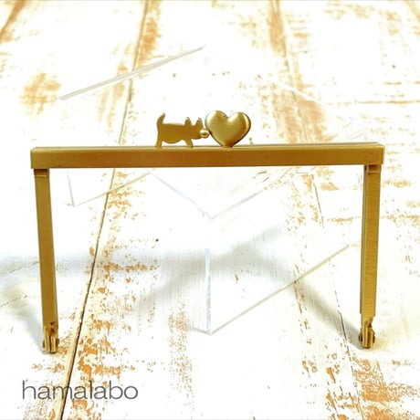 【HA-2064】ハートネコ太の口金 12cm浮き足(アンティークゴールド)