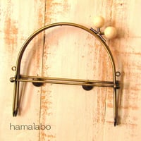 【HA-1452】16cmベンリー口金/(白玉×アンティークゴールド)・カン付き