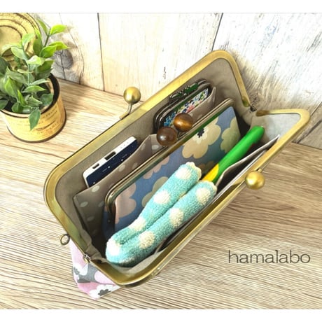 【KT-2109】シンプル版(基本型)！がま口クラッチバッグの型紙＆レシピ【24cm/角型用】