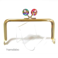 50本限定＆特価！【HA-2572】12cm角型口金/サンタクロース玉(赤×緑)/ゴールド