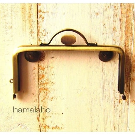 【HA-1573】持ち手付きの押し口金12cm/角型(アンティークゴールド)