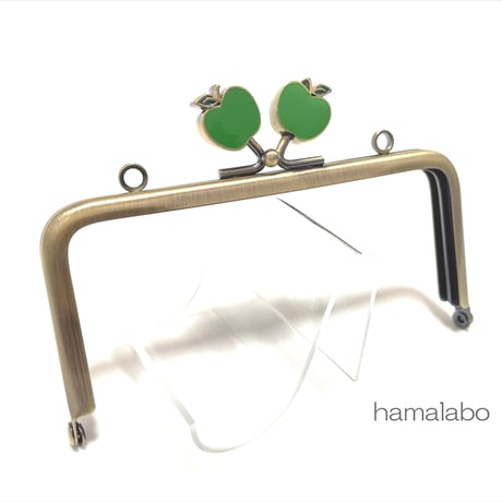 初回特価！【HA-2548】12cm/角型(青リンゴ×アンティークゴールド)・カン付き