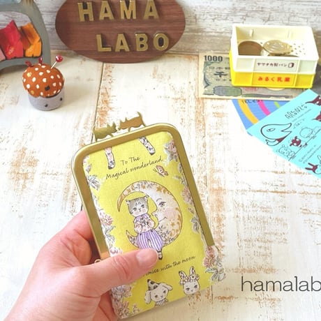 【HA-2038】ぽっちゃりネコ太の口金 7.5cm角型/足長タイプ (ブラック)