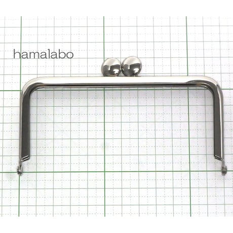 【HA-1396】12cm/角型口金(シルバー)-碁石つまみ-