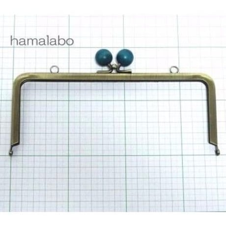 【HA-116】18cm木玉/角型(紺色の木玉×アンティークゴールド)・カン付き