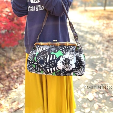 【KT-2113】<特大サイズ>タック入りがま口バッグの型紙＆レシピ【27cm/角型用】