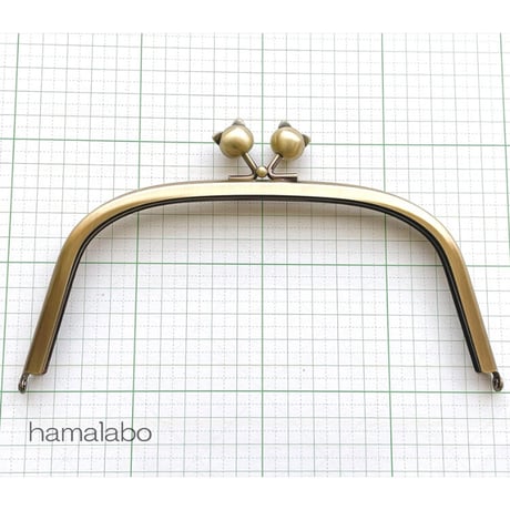 【HA-2185】18cmくし型口金/(ネコ玉×アンティークゴールド)