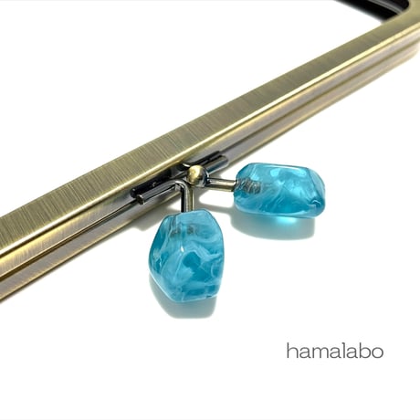 (販売終了)復活＆特価！【HA-2470】24cm角型口金/天然石風のストーン(ブルー)